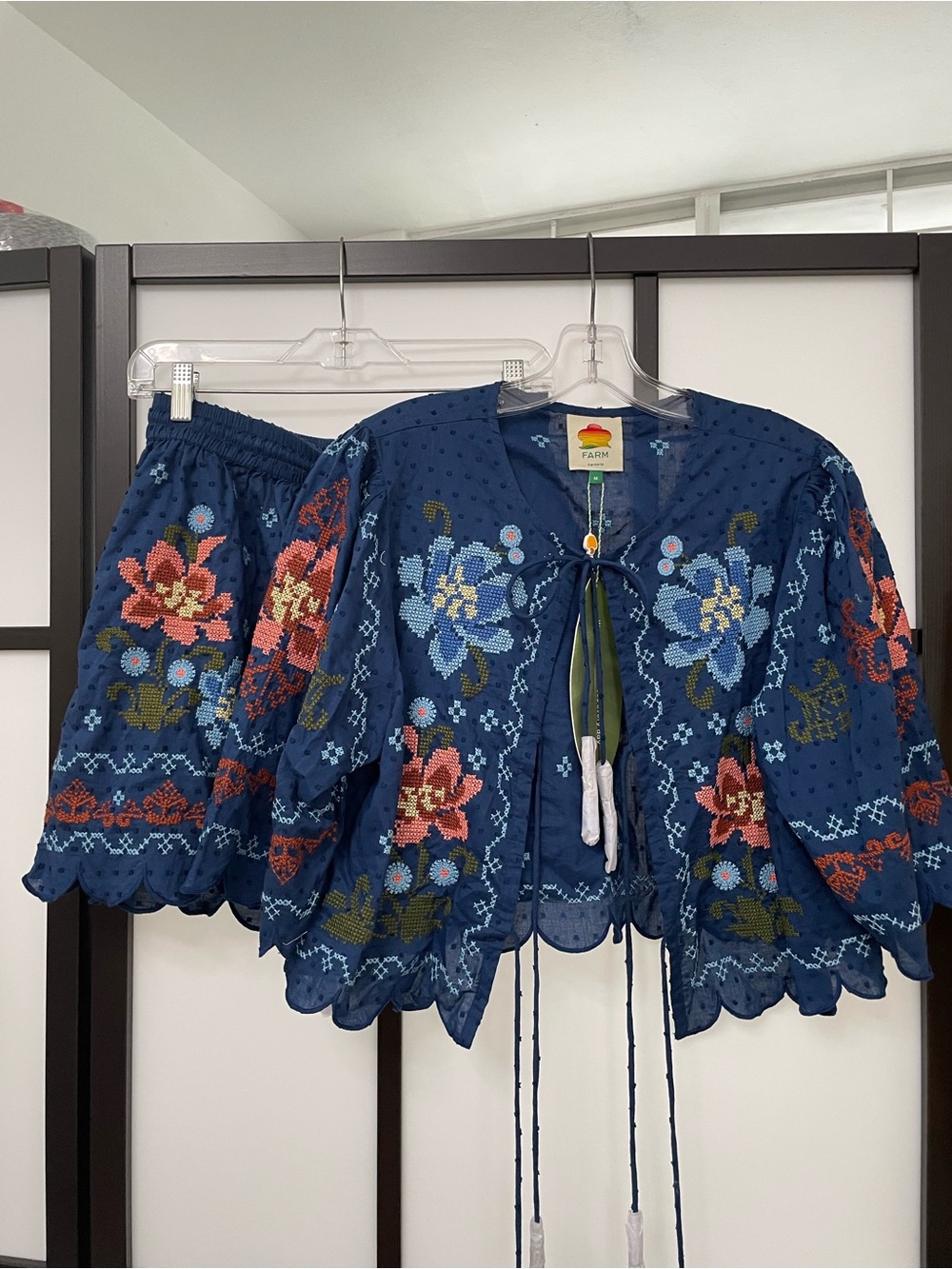 Farm Rio Navy Floral Embroidered Two-Piece Set - Picture 2 of 6